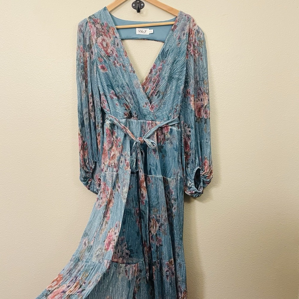 NEW Eliza J Romantic Floral Maxi Dress Balloon Sleeve Flowy Ethereal Fairy Sz 12